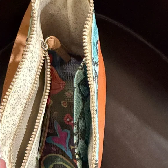 Consuela Vibrant Orange and Aqua Clutch - Picture 3 of 3